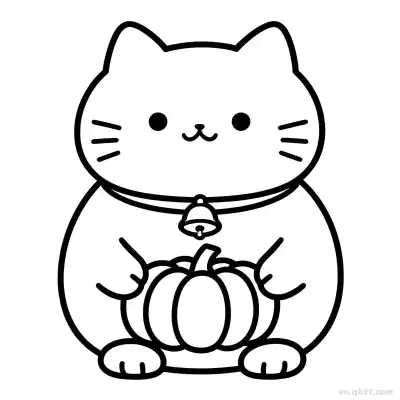 万圣节猫 14简笔画 素描 涂鸦 - 免费可打印可爱猫 下载PDF – 免费可打印简笔画涂色画