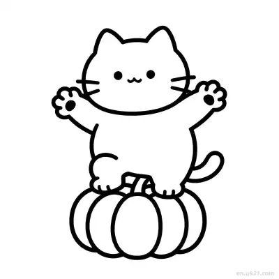 万圣节猫 15简笔画 素描 涂鸦 - 免费可打印可爱猫 下载PDF – 免费可打印简笔画涂色画