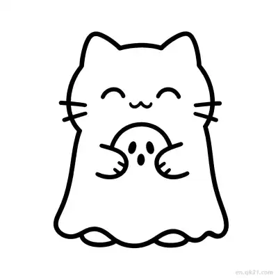 万圣节猫 17简笔画 素描 涂鸦 - 免费可打印可爱猫 下载PDF – 免费可打印简笔画涂色画