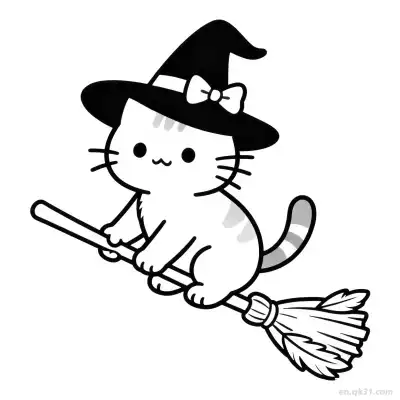 万圣节猫 4简笔画 素描 涂鸦 - 免费可打印可爱猫 下载PDF – 免费可打印简笔画涂色画