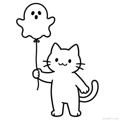 万圣节猫 7简笔画 素描 涂鸦 - 免费可打印可爱猫 下载PDF – 免费可打印简笔画涂色画