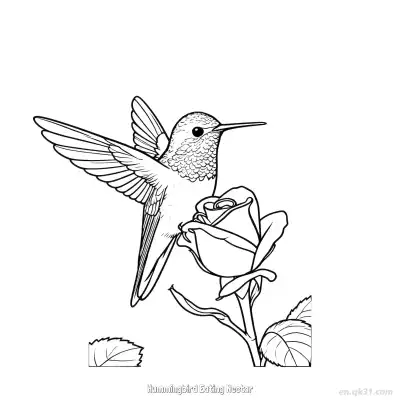 蜂鸟吃花蜜 6简笔画 素描 涂鸦 - 免费可打印 蜂鸟简笔画 下载PDF – 免费可打印简笔画涂色画