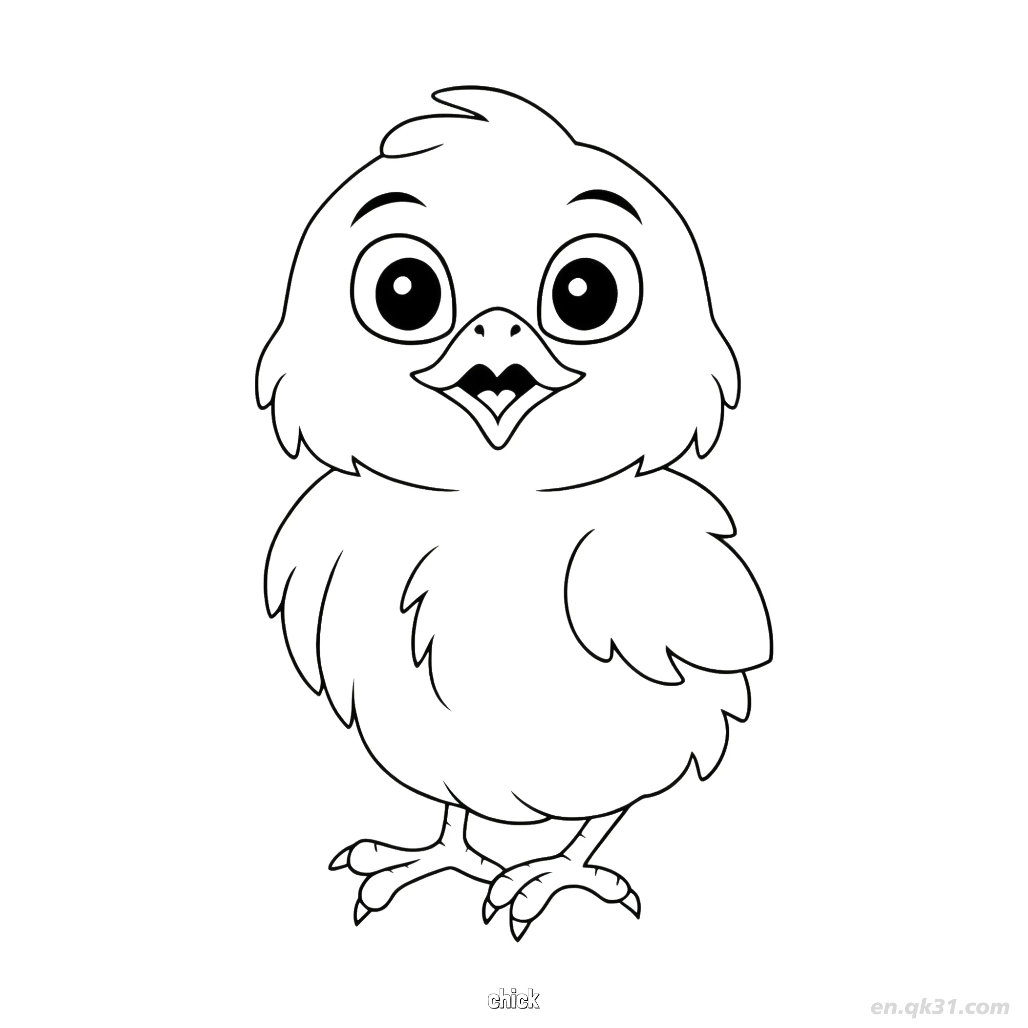 免费 小鸡站立涂色页 简笔画涂色页