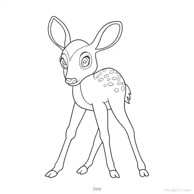 小鹿幼崽儿童涂色页 – 免费可打印简笔画涂色画