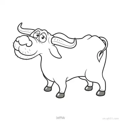 卡通水牛涂色页 – 免费可打印简笔画涂色画