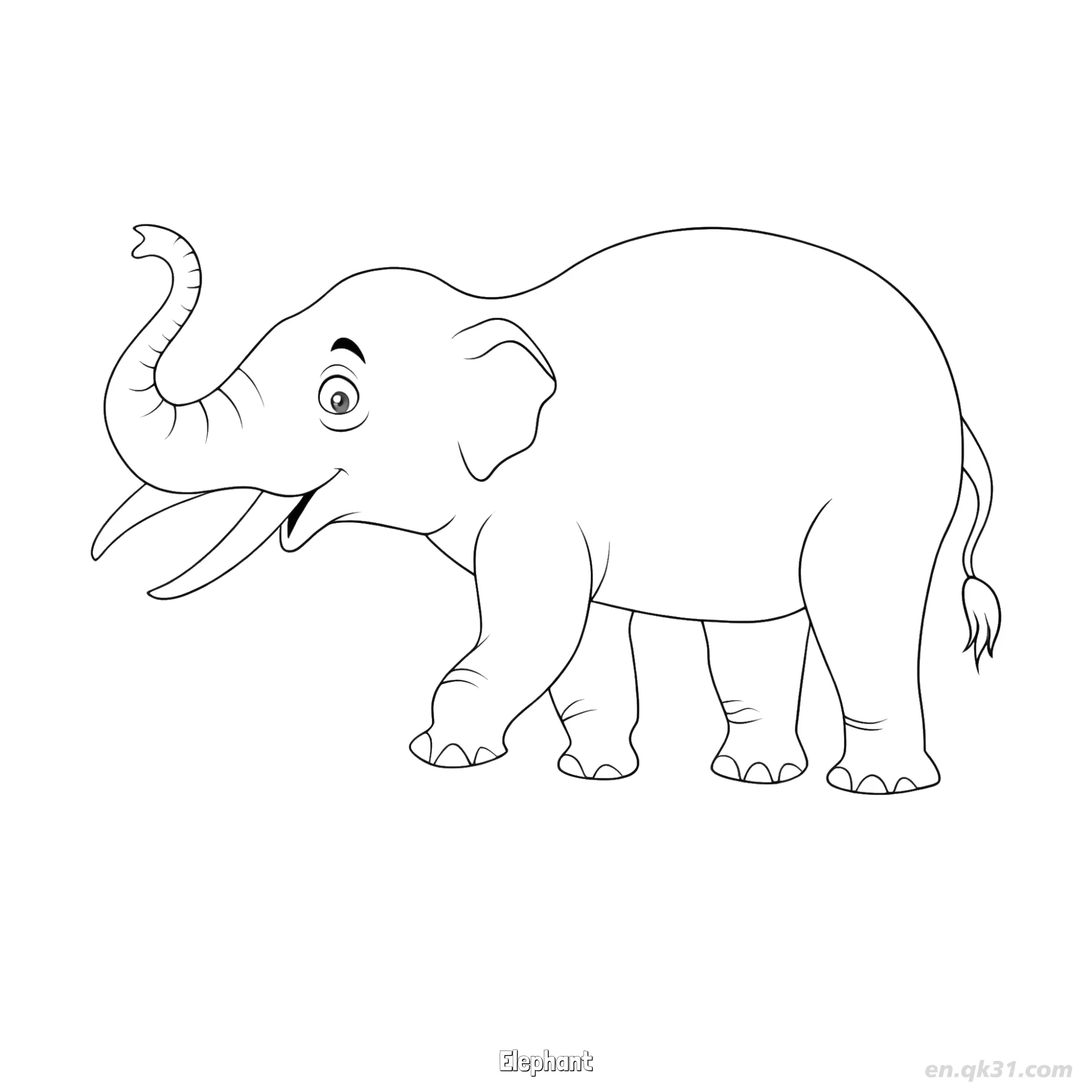 免费 有牙卡通象涂色页 简笔画涂色页