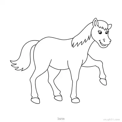 卡通马站立涂色页 – 免费可打印简笔画涂色画