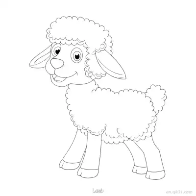 垂耳卡通小羊涂色页 – 免费可打印简笔画涂色画
