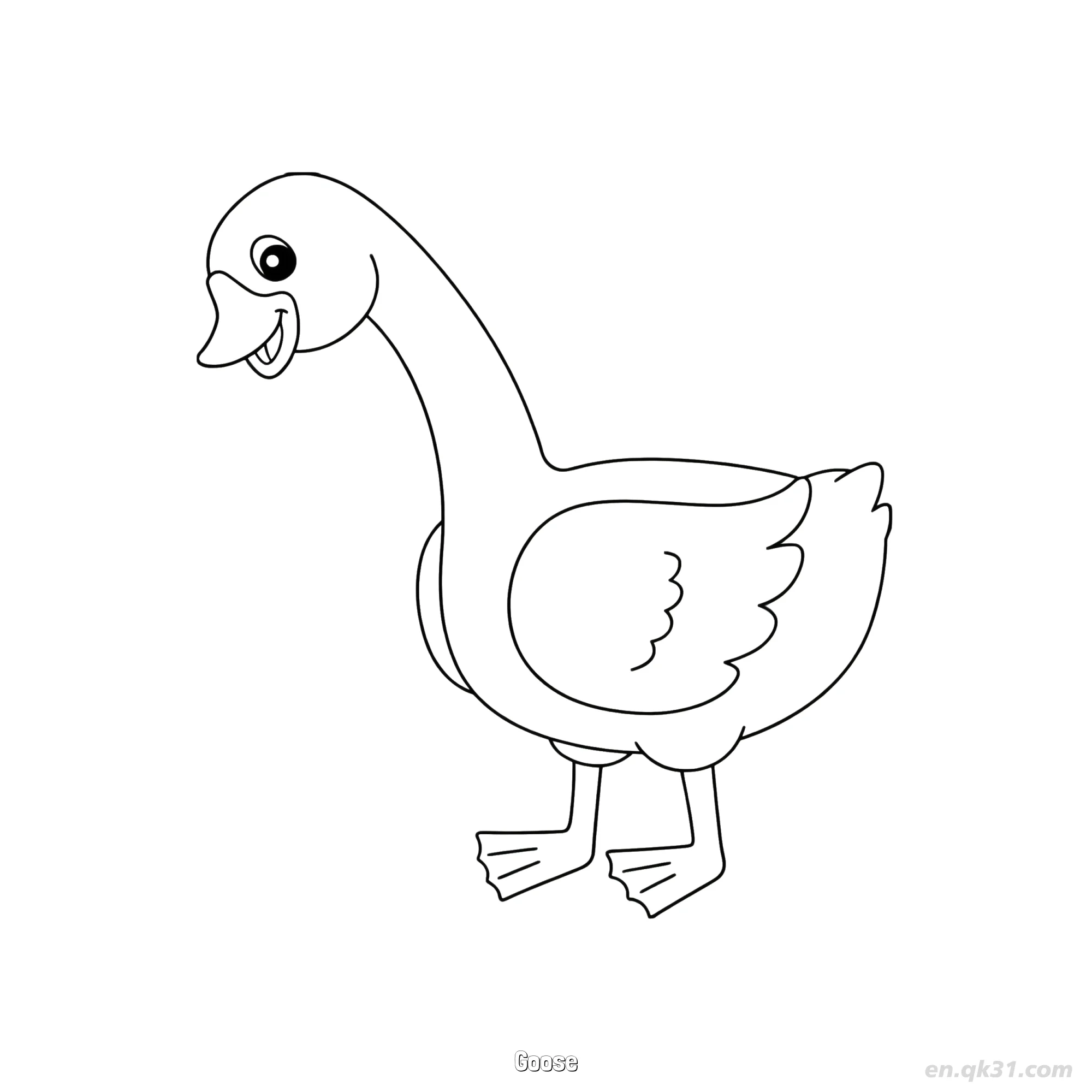 免费 直立快乐鹅涂色页 简笔画涂色页