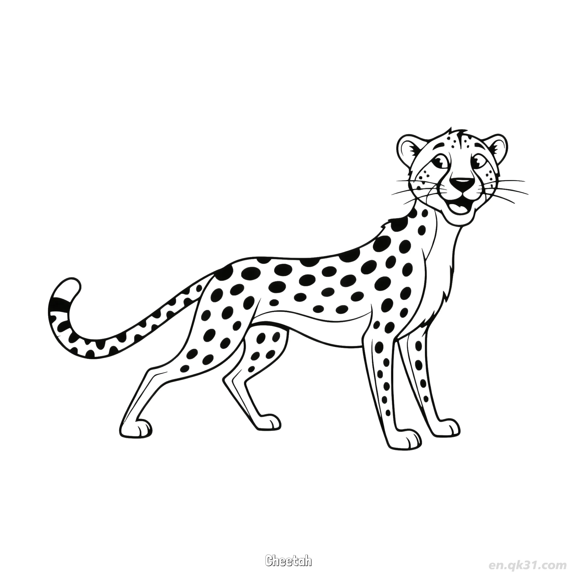 免费 长腿斑点猎豹涂色页 简笔画涂色页