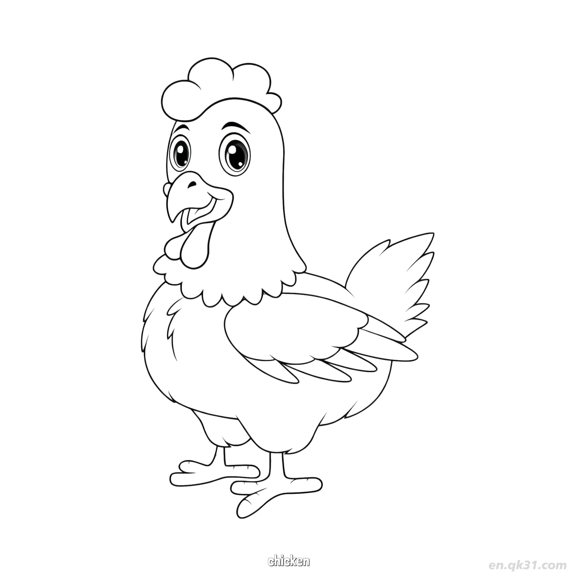 免费 带鸡冠母鸡涂色页 简笔画涂色页