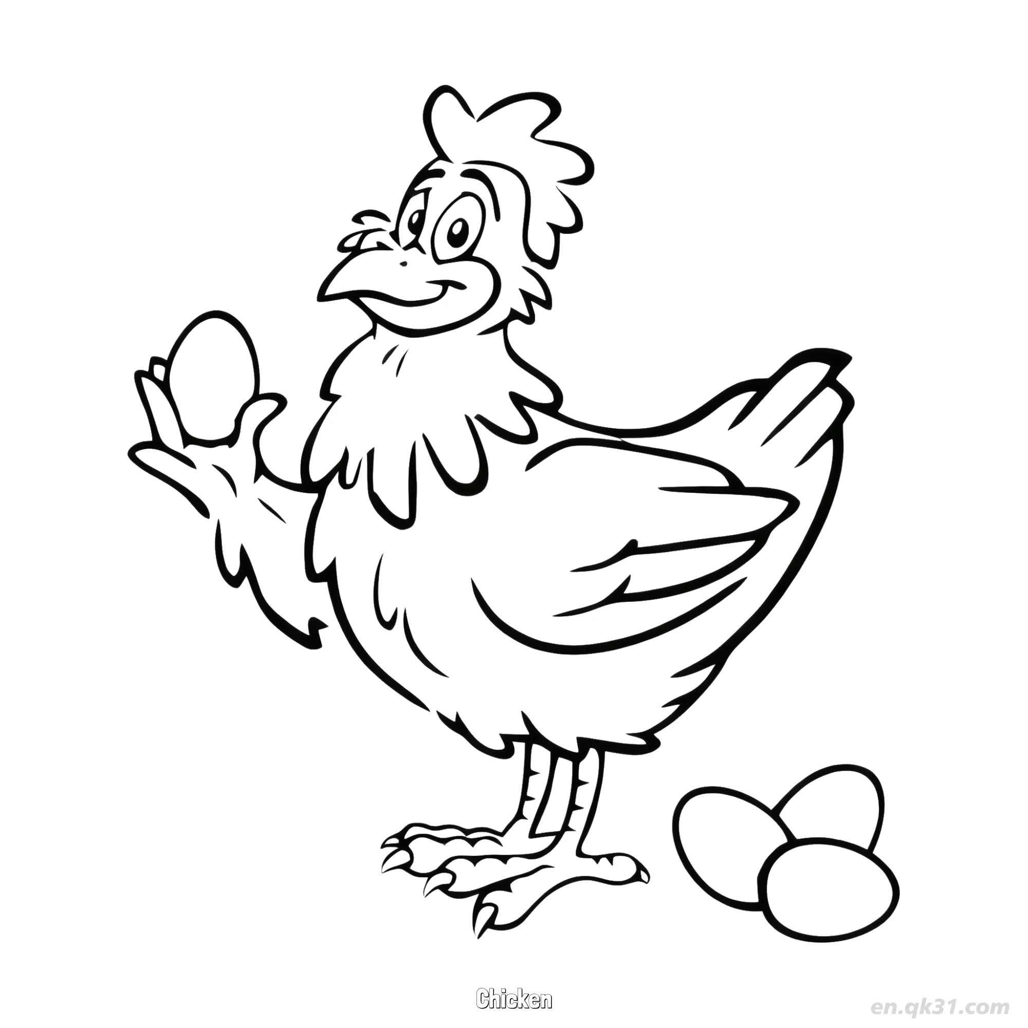 免费 带蛋母鸡儿童涂色页 简笔画涂色页