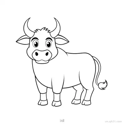 可爱公牛农场动物涂色页 – 免费可打印简笔画涂色画