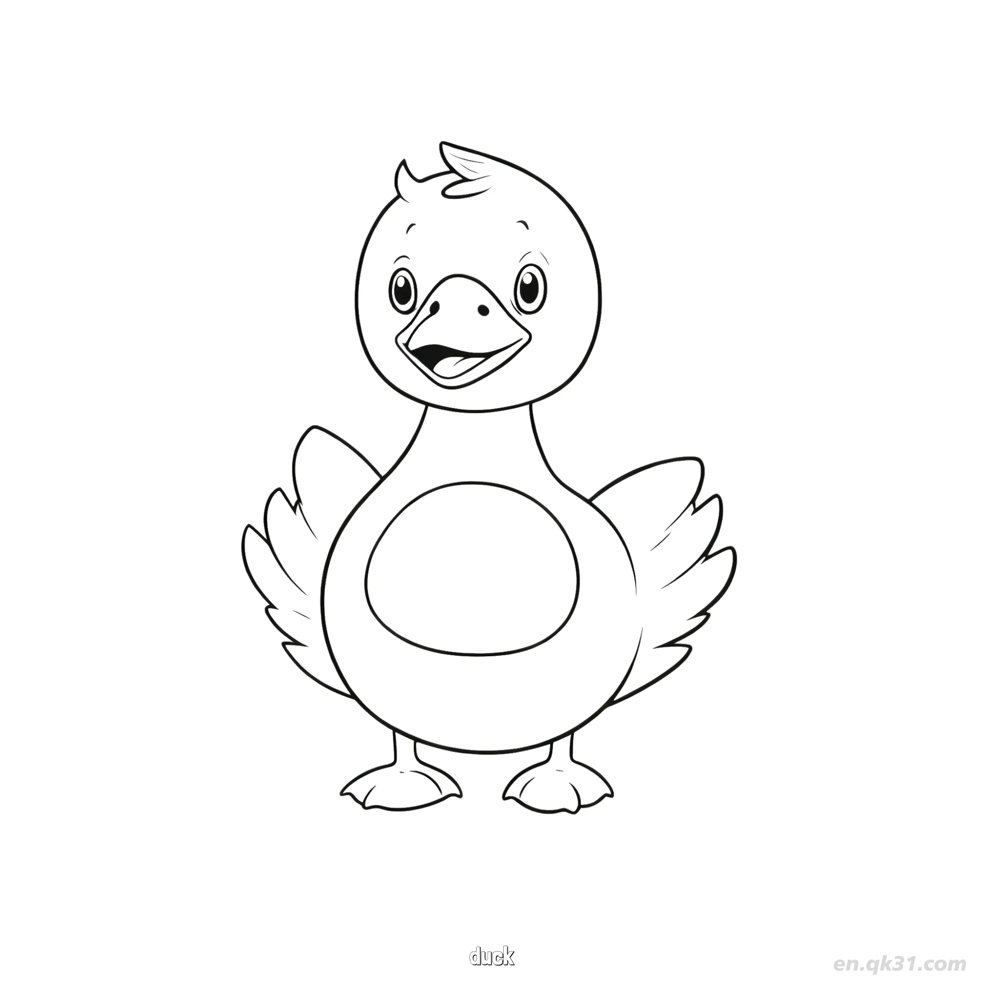 免费 鸭子快乐姿势涂色页 简笔画涂色页