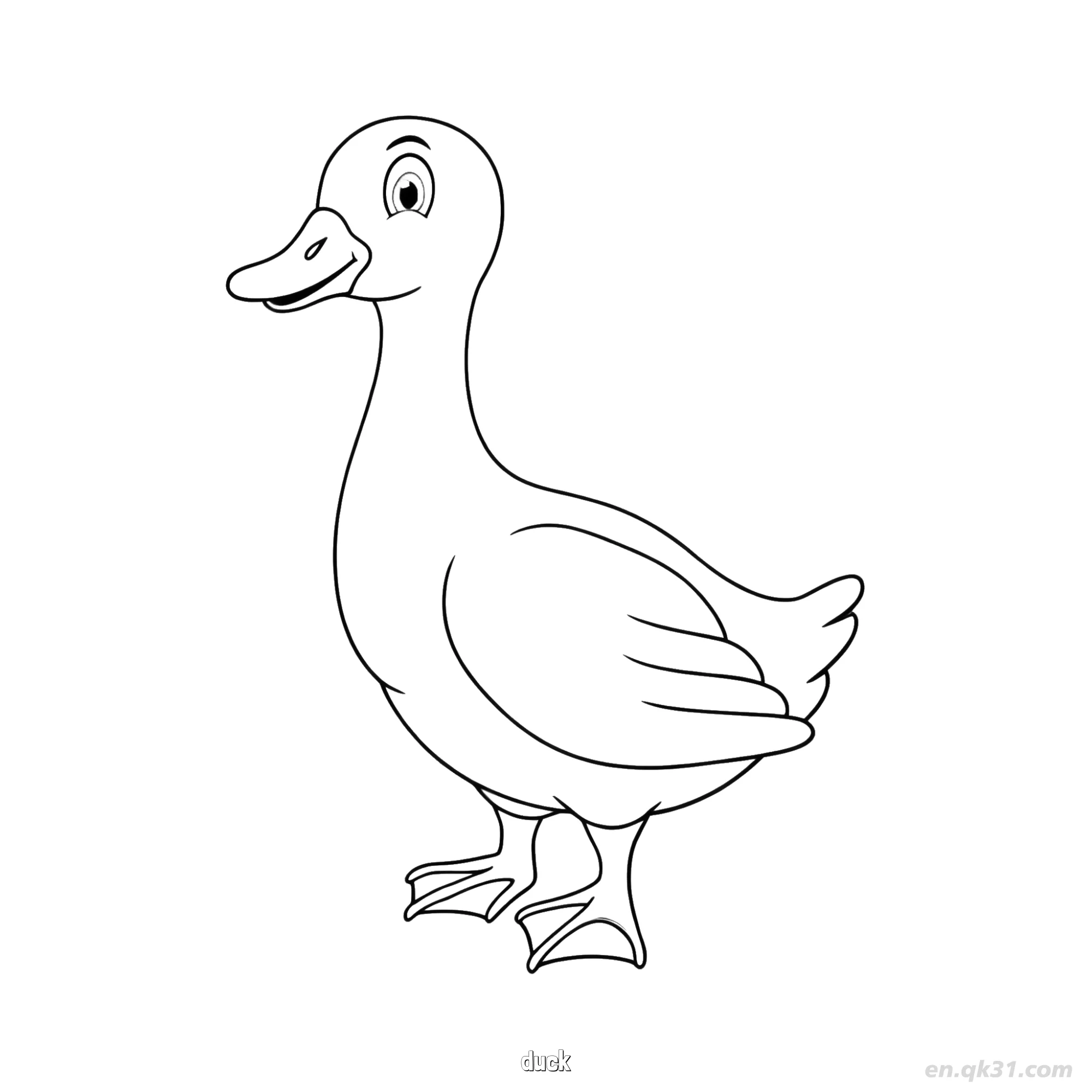 免费 鸭子侧面涂色页 简笔画涂色页