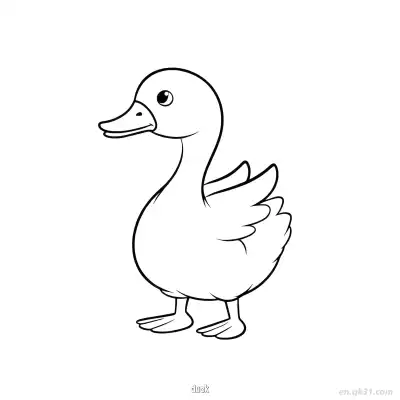 鸭子简单姿势涂色页 – 免费可打印简笔画涂色画