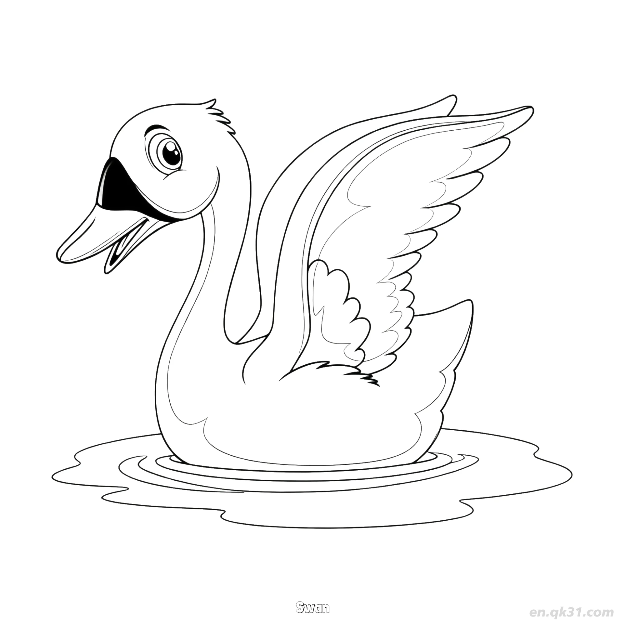 举翅浮游天鹅涂色页简笔画涂色画 – 为儿童和成人提供的免费可打印简笔画涂色画