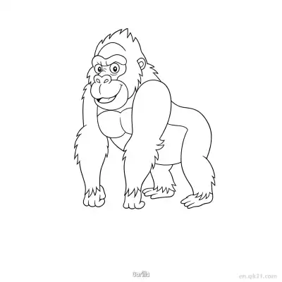 友好大猩猩儿童涂色页 – 免费可打印简笔画涂色画