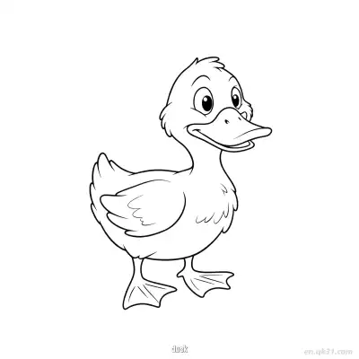 儿童快乐鸭子涂色页 – 免费可打印简笔画涂色画