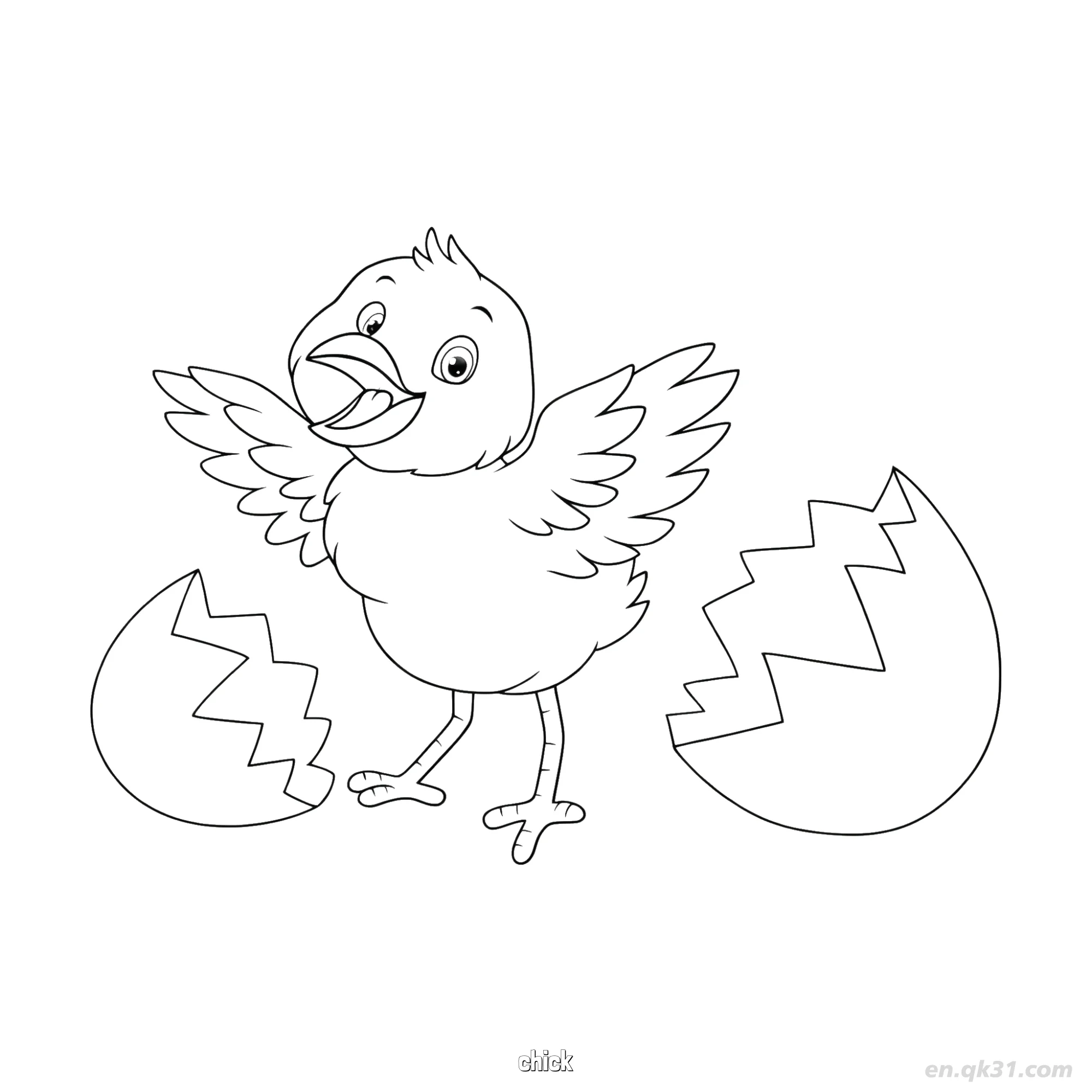 免费 春季孵化小鸡涂色页 简笔画涂色页