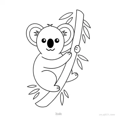 树上考拉涂色页 – 免费可打印简笔画涂色画