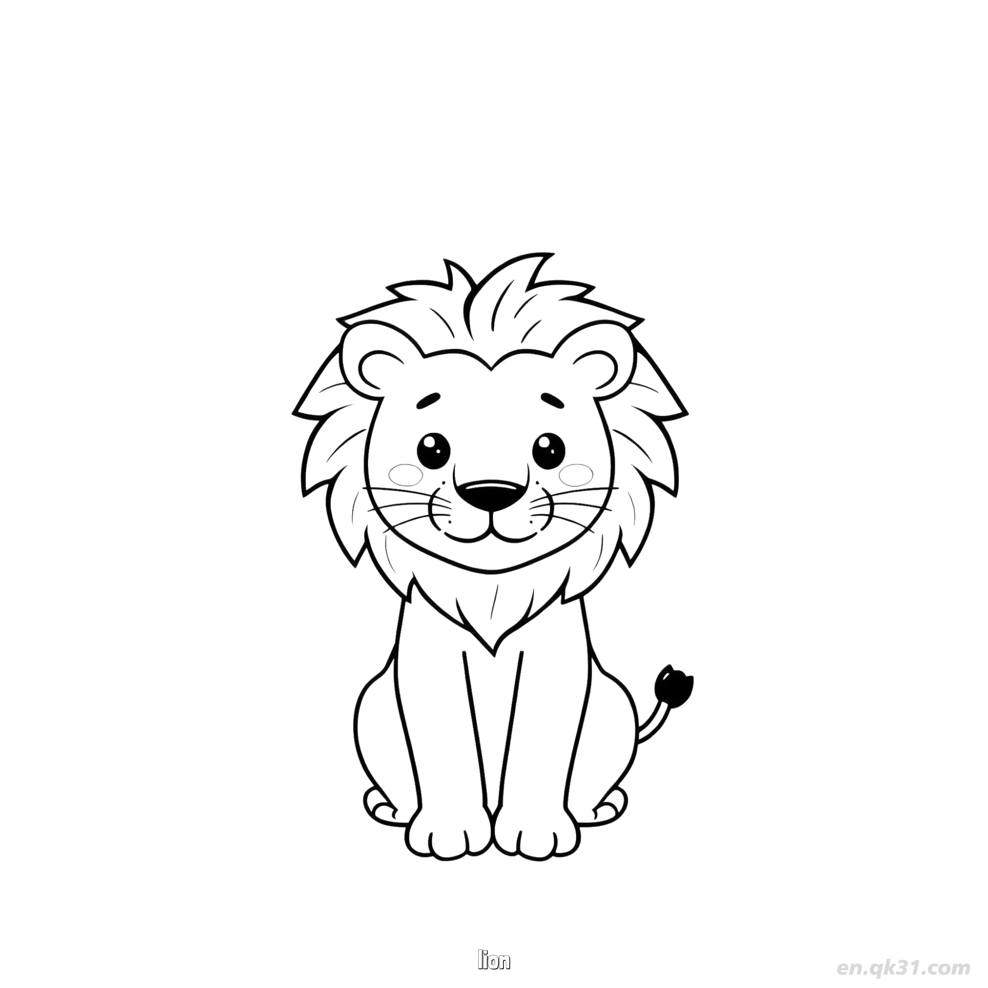 免费 可爱坐狮涂色页 简笔画涂色页