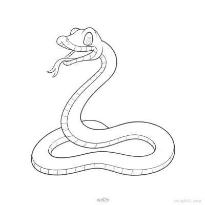 张嘴蛇爬行动物涂色页 – 免费可打印简笔画涂色画