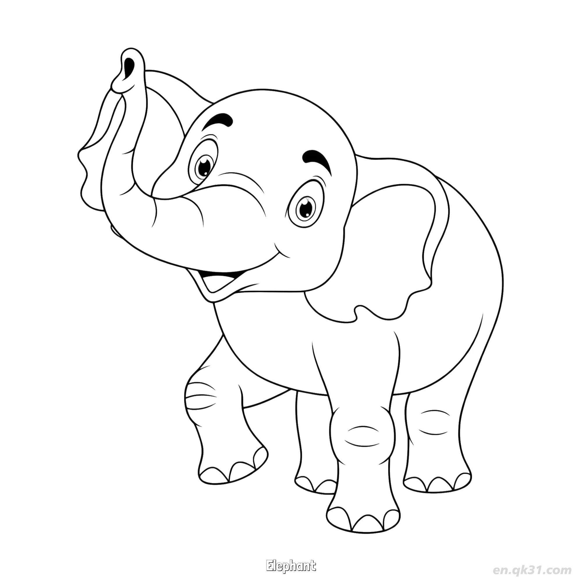 免费 顽皮大象儿童涂色页 简笔画涂色页