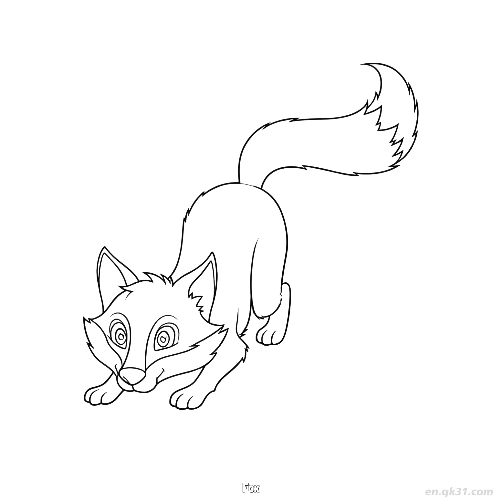 免费 顽皮狐狸儿童涂色页 简笔画涂色页