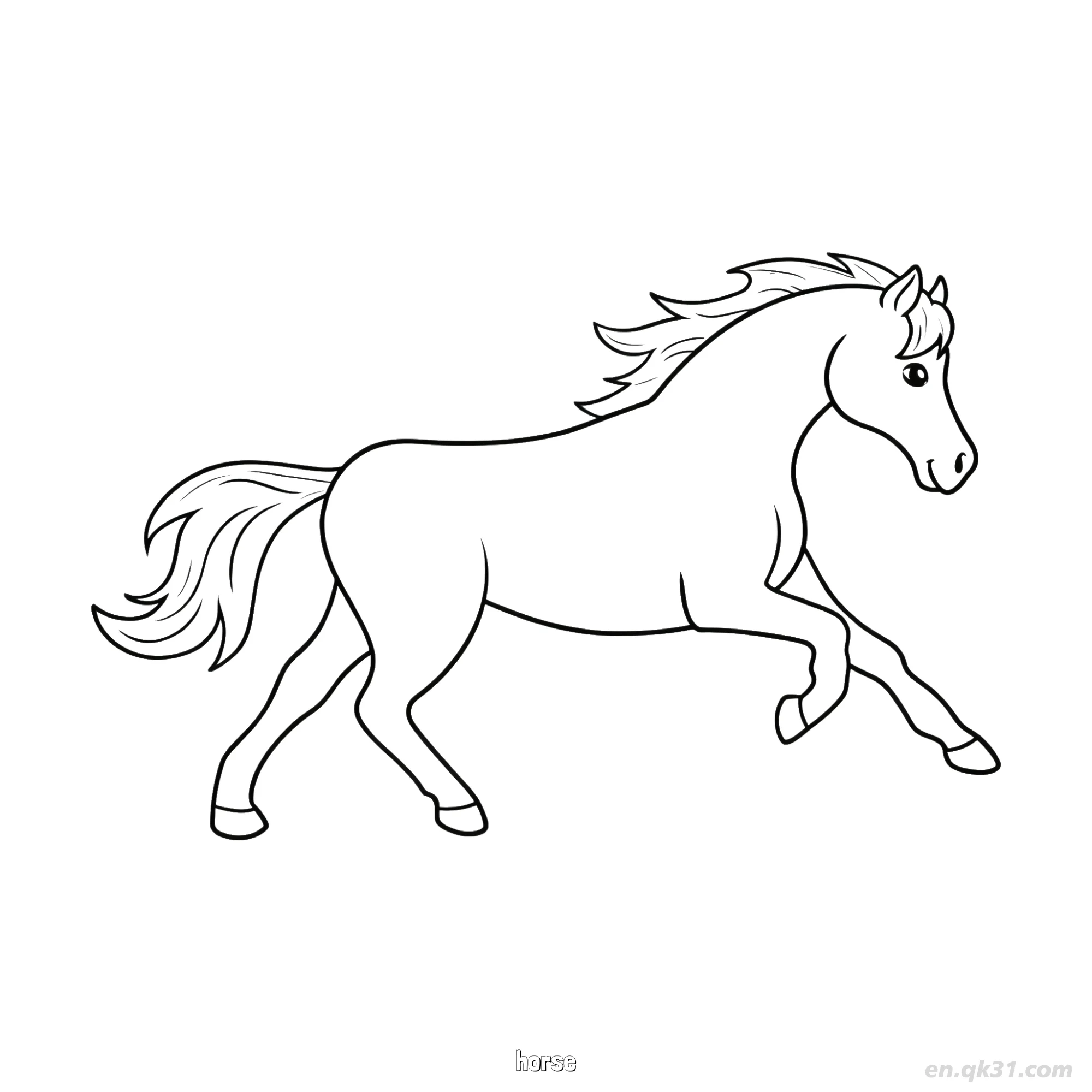 免费 可打印奔跑马匹涂色页 简笔画涂色页