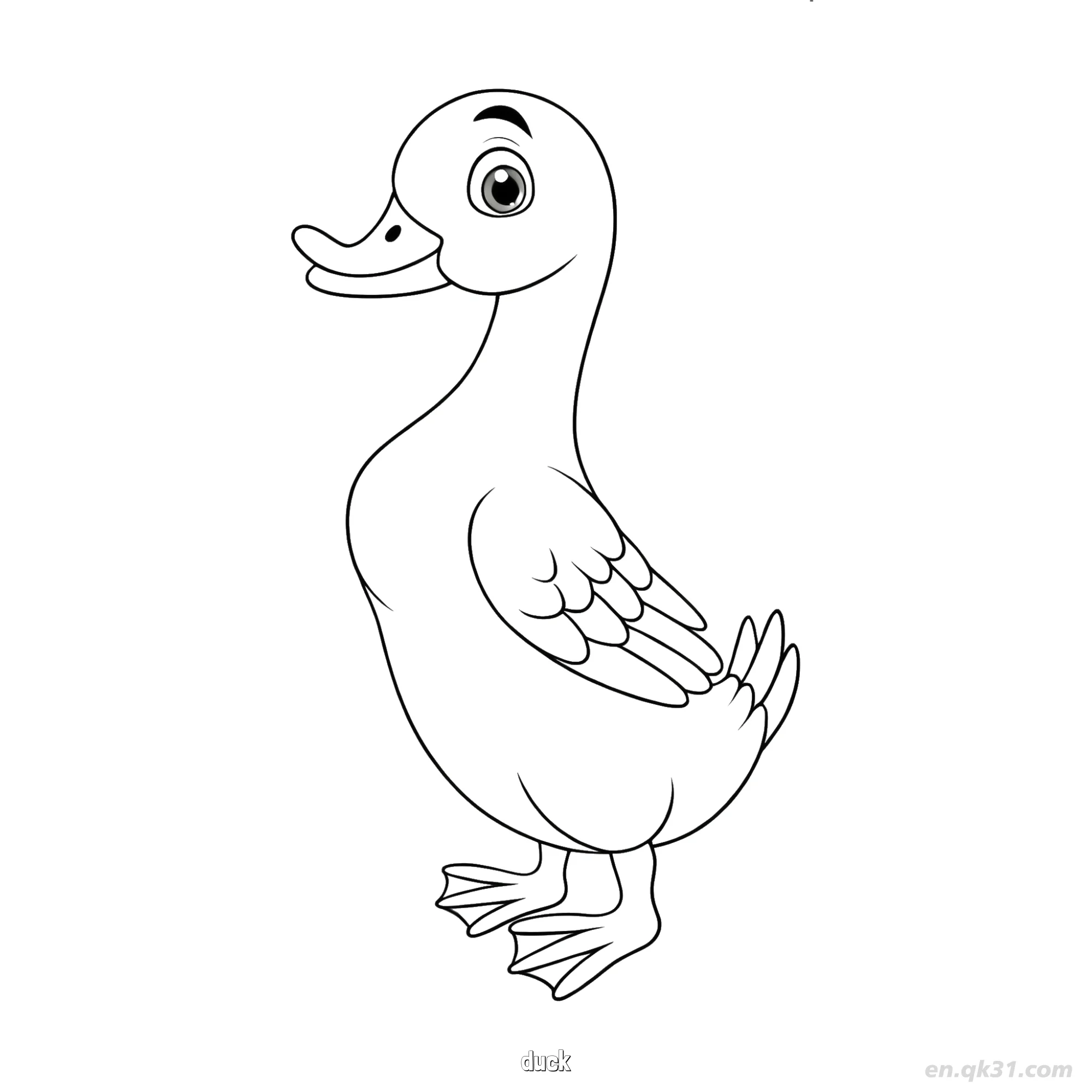 免费 微笑鸭子水禽涂色页 简笔画涂色页
