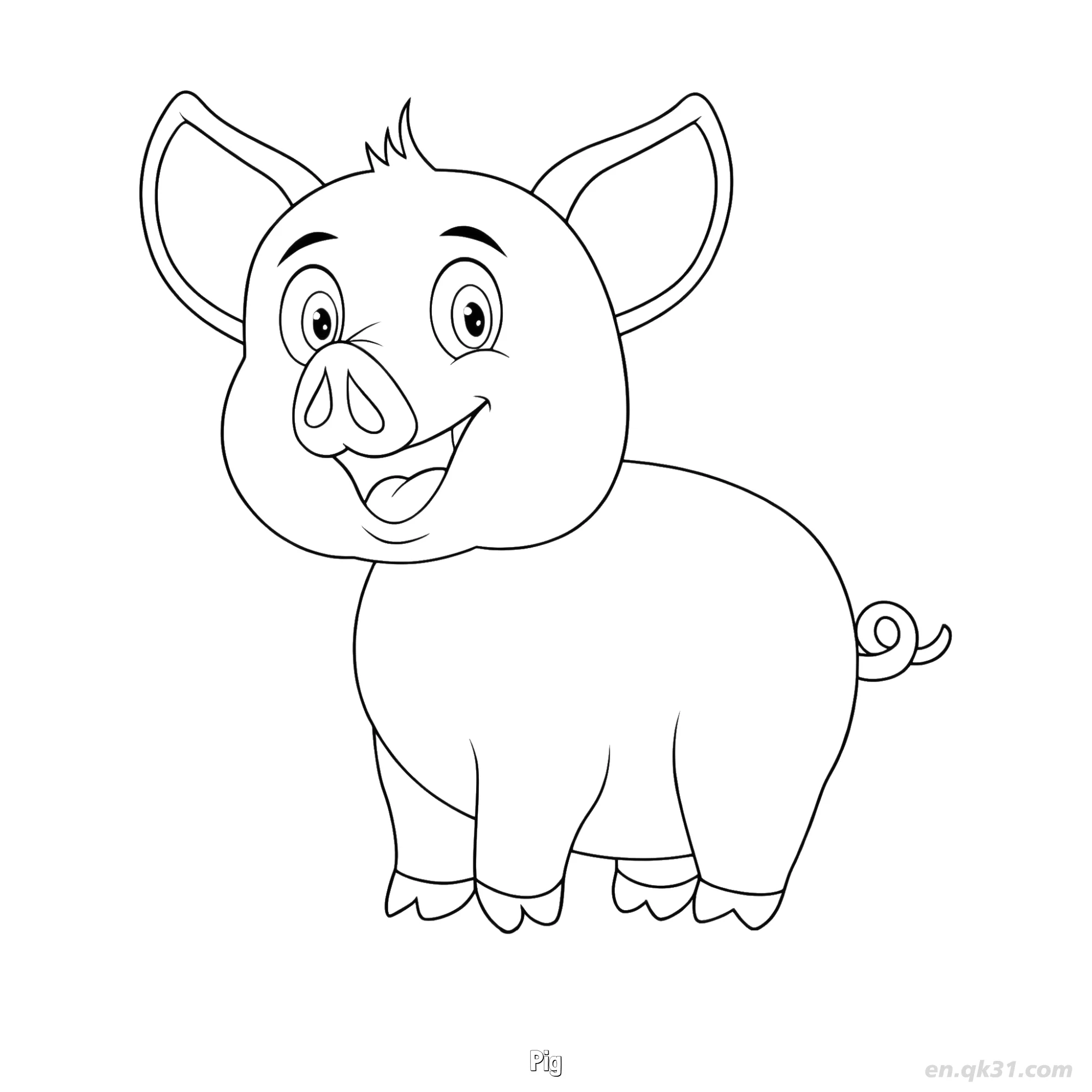 免费 微笑猪儿童涂色页 简笔画涂色页