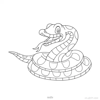 带图案蛇涂色页 – 免费可打印简笔画涂色画