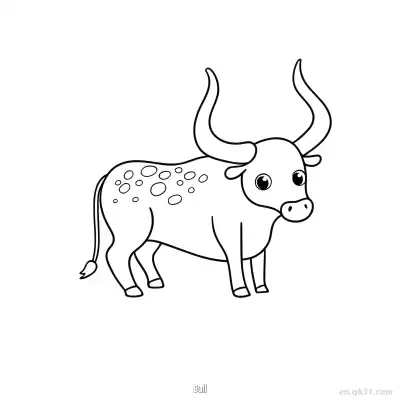 弯角斑点公牛涂色页 – 免费可打印简笔画涂色画