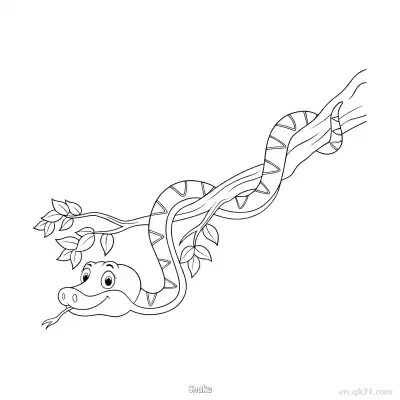 树蛇儿童涂色页 – 免费可打印简笔画涂色画