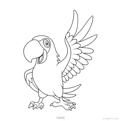 大嘴挥手鹦鹉涂色页 – 免费可打印简笔画涂色画