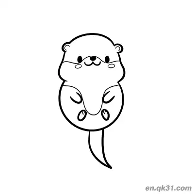 圆形极简Q版水獭简笔画涂色页 – 免费可打印简笔画涂色画