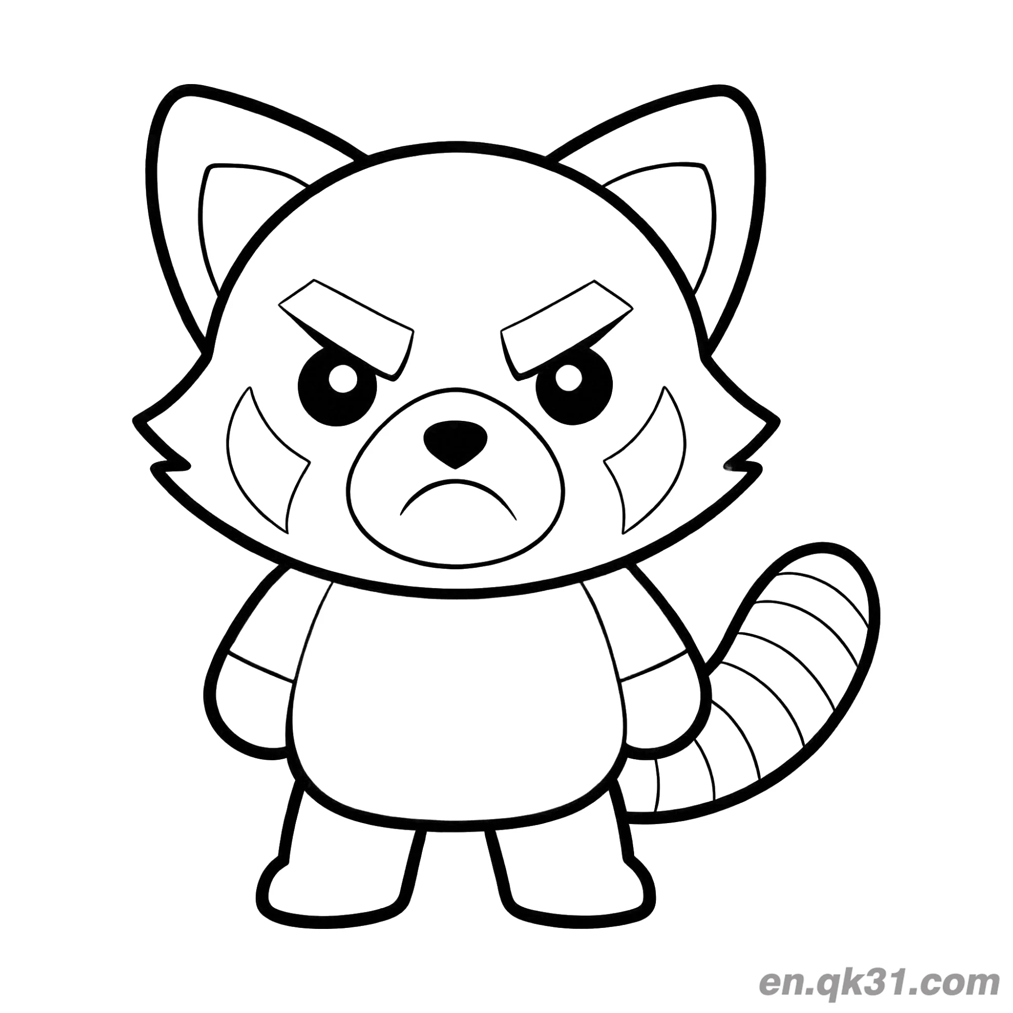 免费 愤怒红熊猫涂色页 简笔画涂色页