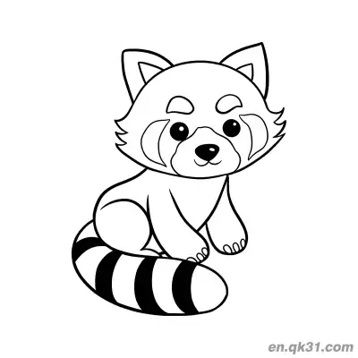 蹲伏红熊猫涂色页 – 免费可打印简笔画涂色画