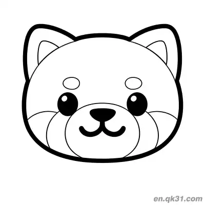 可爱红熊猫头部特写涂色页 – 免费可打印简笔画涂色画