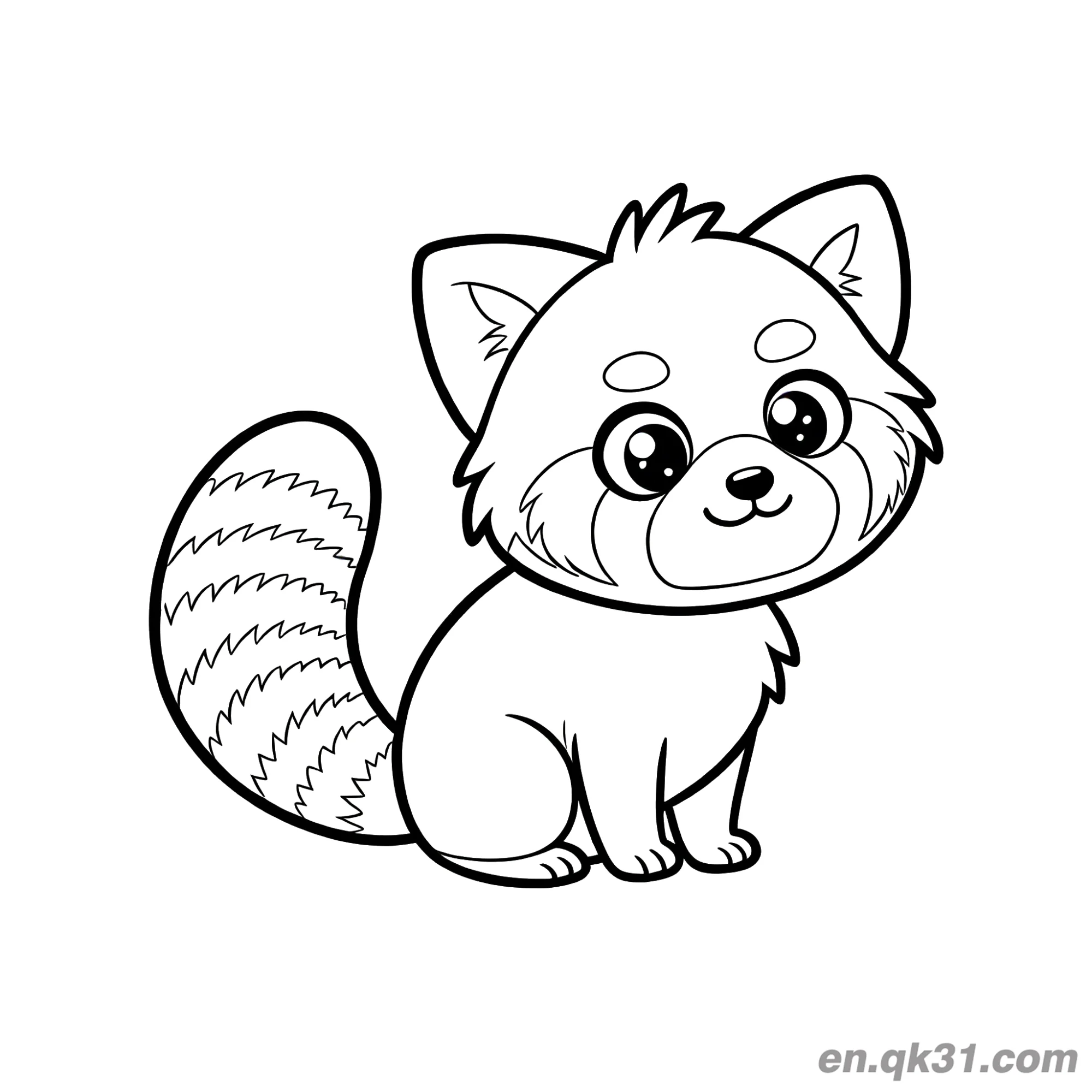 免费 可爱坐着红熊猫涂色页 简笔画涂色页
