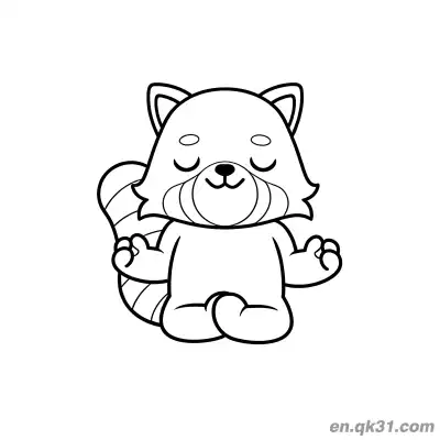 冥想红熊猫涂色页 – 免费可打印简笔画涂色画