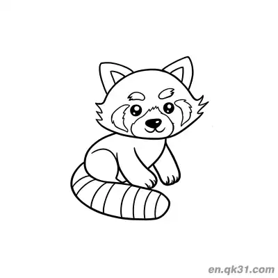 红熊猫蹲在尾巴上涂色页 – 免费可打印简笔画涂色画
