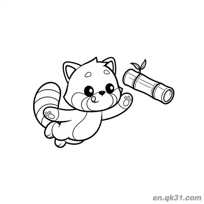 红熊猫飞接竹子涂色页 – 免费可打印简笔画涂色画