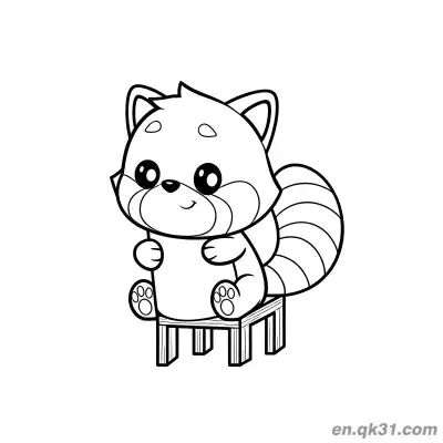 红熊猫坐在椅子上涂色页 – 免费可打印简笔画涂色画