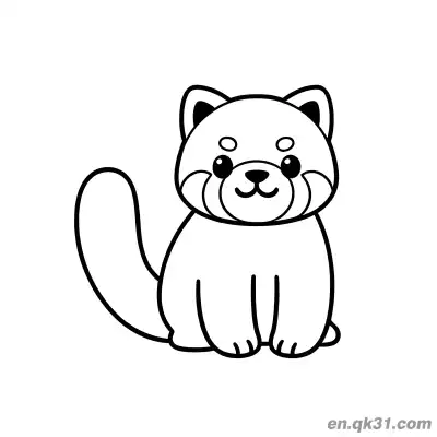 红熊猫光滑尾巴坐着涂色页 – 免费可打印简笔画涂色画
