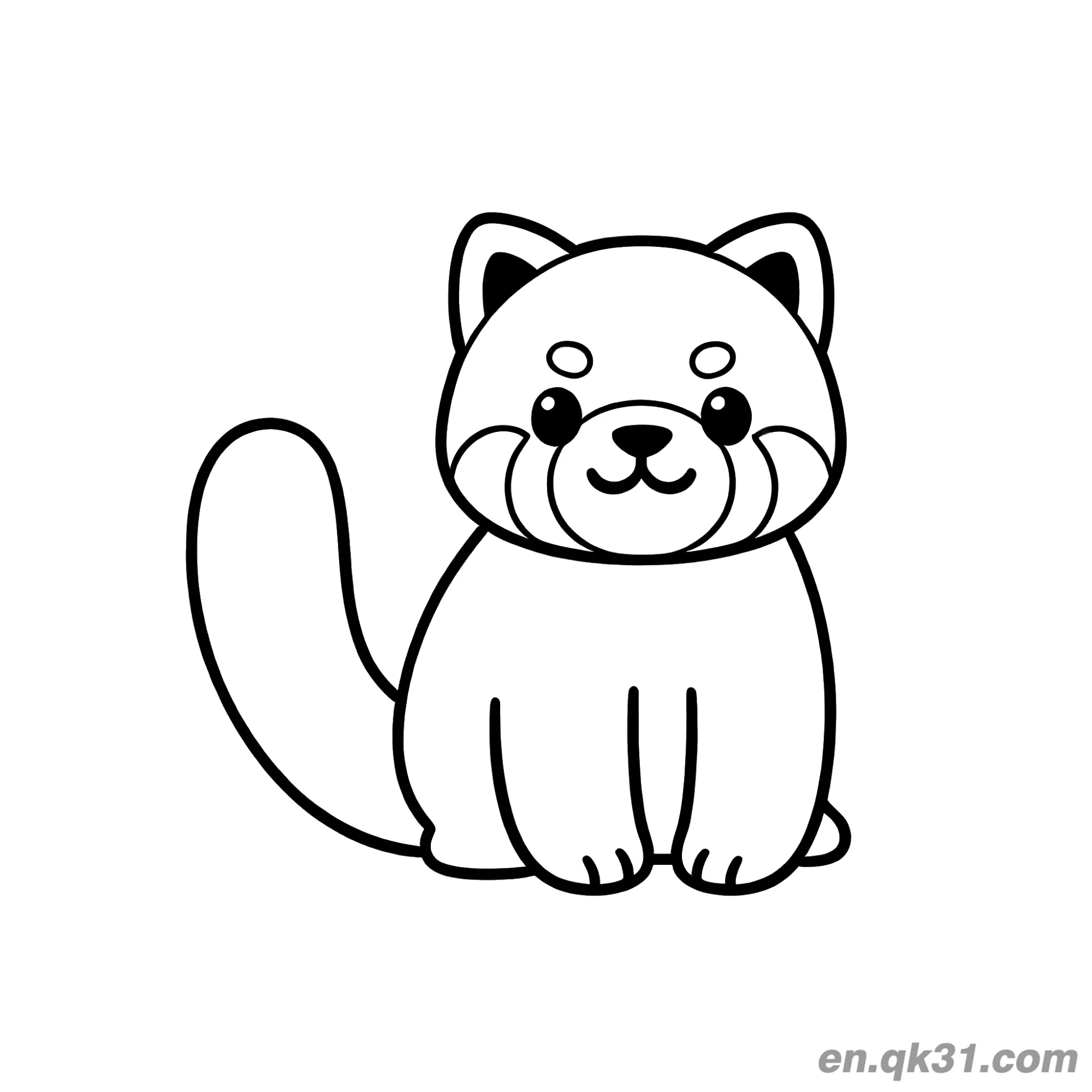 免费 红熊猫光滑尾巴坐着涂色页 简笔画涂色页