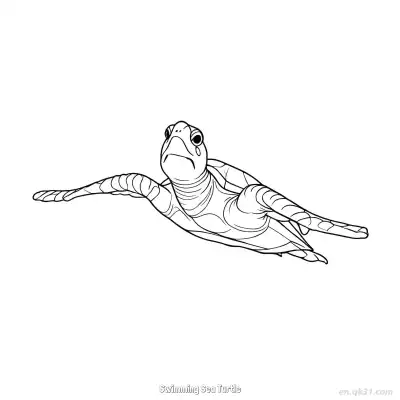 游泳海龟 简笔画 素描 涂鸦 - 免费可打印 海龟简笔画 下载PDF – 免费可打印简笔画涂色画