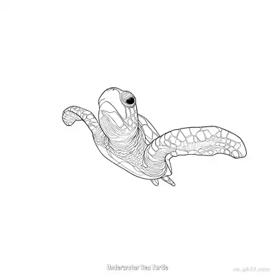 水下海龟 简笔画 素描 涂鸦 - 免费可打印 海龟简笔画 下载PDF – 免费可打印简笔画涂色画