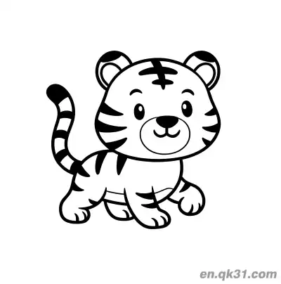 Q版爬行小老虎填色页 – 免费可打印简笔画涂色画